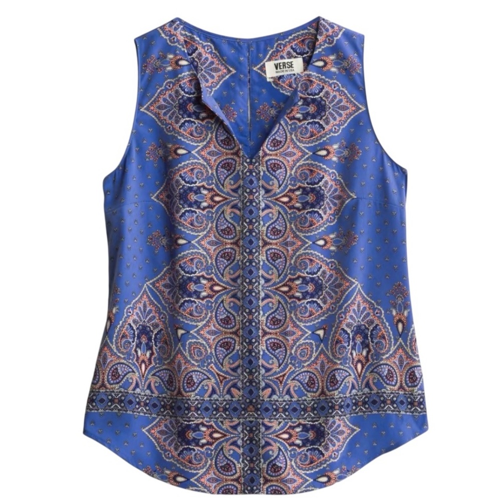 Verse Women's Sleeveless Blue Paisley Blouse